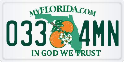 FL license plate 0334MN
