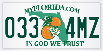 FL license plate 0334MZ