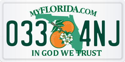 FL license plate 0334NJ