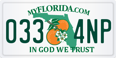 FL license plate 0334NP