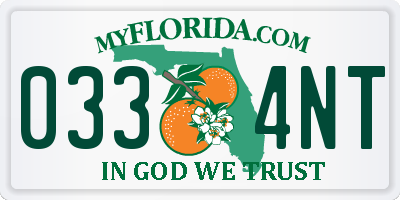 FL license plate 0334NT