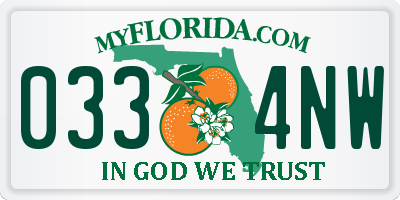 FL license plate 0334NW