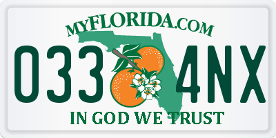 FL license plate 0334NX