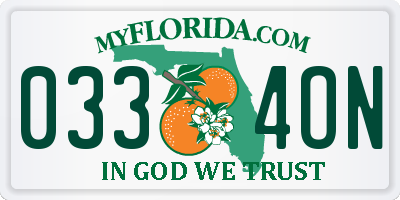 FL license plate 0334ON