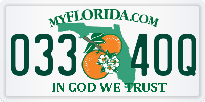FL license plate 0334OQ