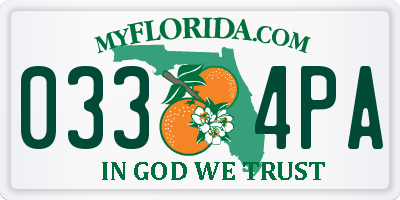 FL license plate 0334PA