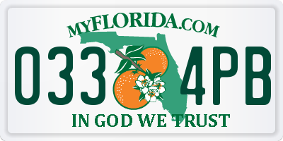 FL license plate 0334PB
