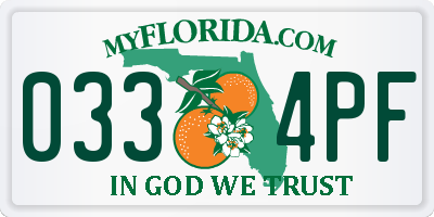 FL license plate 0334PF