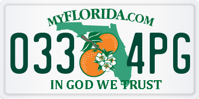 FL license plate 0334PG