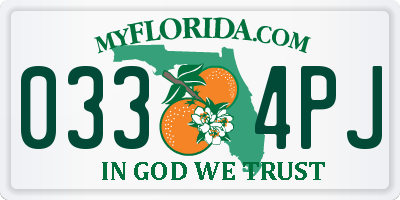 FL license plate 0334PJ