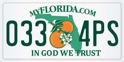 FL license plate 0334PS