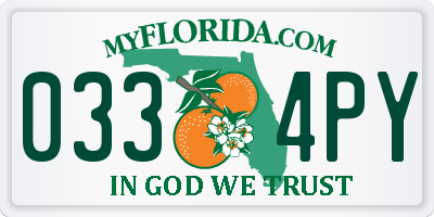 FL license plate 0334PY