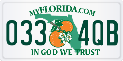 FL license plate 0334QB