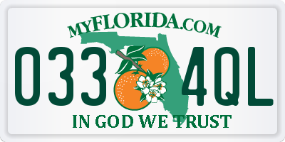 FL license plate 0334QL