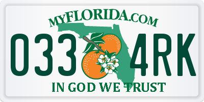FL license plate 0334RK