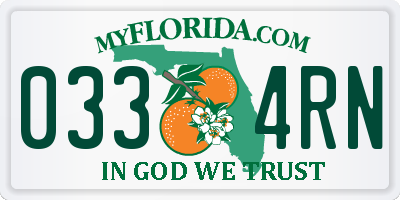 FL license plate 0334RN