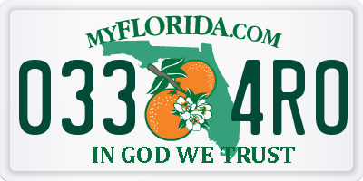 FL license plate 0334RO