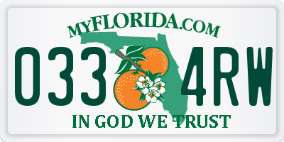 FL license plate 0334RW