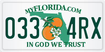 FL license plate 0334RX