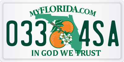 FL license plate 0334SA