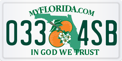 FL license plate 0334SB
