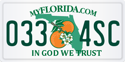 FL license plate 0334SC