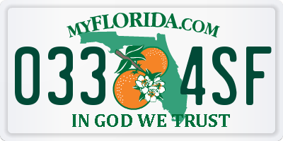 FL license plate 0334SF