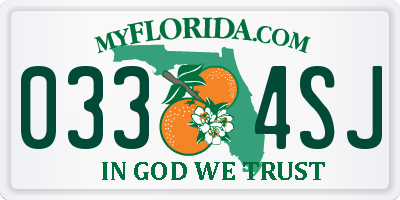 FL license plate 0334SJ