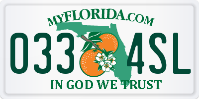 FL license plate 0334SL