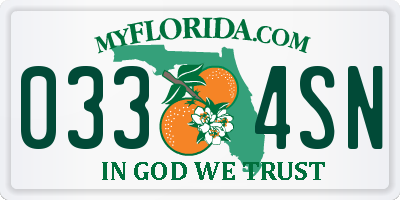 FL license plate 0334SN