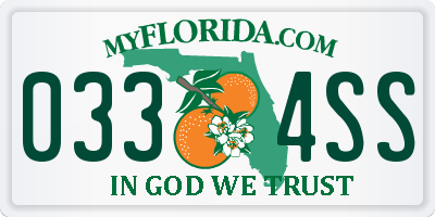 FL license plate 0334SS