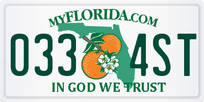 FL license plate 0334ST