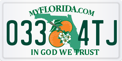 FL license plate 0334TJ