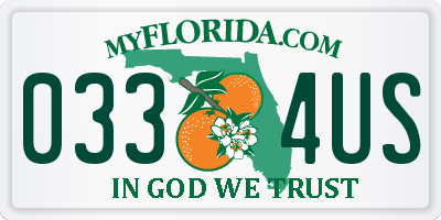 FL license plate 0334US