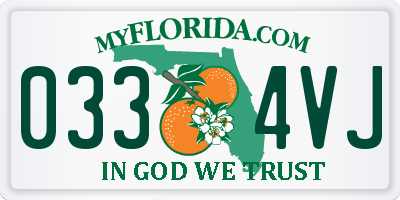 FL license plate 0334VJ