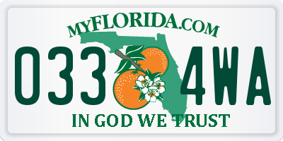 FL license plate 0334WA