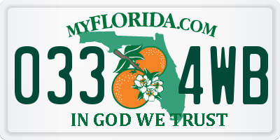 FL license plate 0334WB