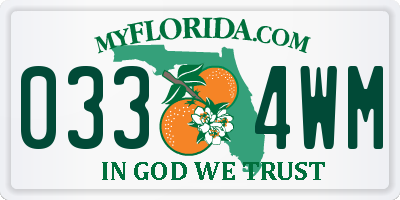 FL license plate 0334WM
