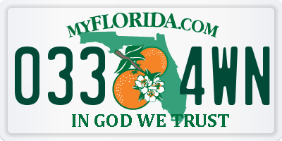 FL license plate 0334WN