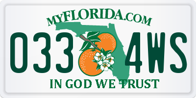 FL license plate 0334WS