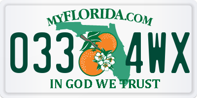 FL license plate 0334WX
