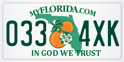 FL license plate 0334XK