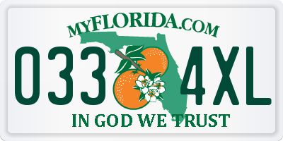 FL license plate 0334XL