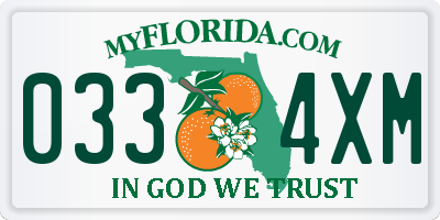 FL license plate 0334XM