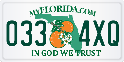 FL license plate 0334XQ