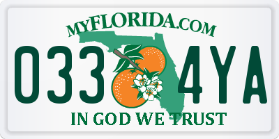 FL license plate 0334YA