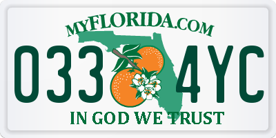 FL license plate 0334YC