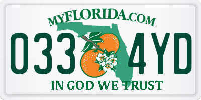 FL license plate 0334YD