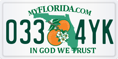 FL license plate 0334YK