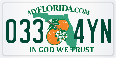 FL license plate 0334YN